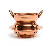 ALFIQ Solid Copper Oil Warmer Pot Set, Ayurvedic Massage Bowl with Stand for Spa & Aromatherapy, Handcrafted Hammered Finish, Premium Essential Oil Heater for Abhyanga, 100% Pure Copper