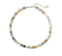 ALFISO Beaded Necklaces for Women - Natural Amazonite Gemstones Choker, Boho Jewelry for Summer Beach Outfit Handmade Waterproof Gemstone Necklace for Vacation & Everyday Wear