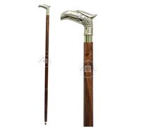 Alfiya Nautical Eagle Head Walking Stick | Wooden Support Cane with Rare Cast Brass Eagle Handle | Comfortable Grip & Classic Gift Accessory