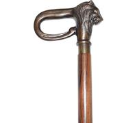 Alfiya Nautical Solid Aluminium Lion Head Wooden Walking Stick | Vintage Designer Cane with Comfortable Grip | Durable Support Accessory & Gift