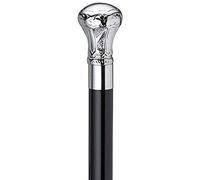 alfiya nautical store Harvy Canes - Chrome Plated Brass Knob - Walking Cane - 36" - Chrome/Black s