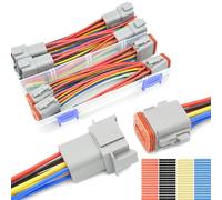 ALFOCI 4 Sets 8 Pin DT Connector Waterproof Automotive Electrical Butt Connector 16 AWG Wire Connector Kit with Waterproof Heat Shrink Tubing for Car Truck Boat 4 Kit (E-8 Pin Wiring, 4 Pairs)