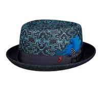 Alfonso D´Este Damiano Pork Pie Cotton HatD'Este Men - Made in Italy Cloth hat with Lining, Grosgrain Band Autumn-Winter Winter - L (58-59 cm) Denim
