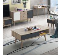 Timber Art Design Alford Scandinavian Low Coffee Table Living Room Sonoma Oak & Grey