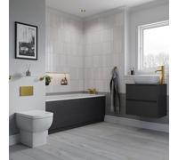 Alford Steel Straight Single Ended Bathroom Suite including Brushed Brass Flush Plate Back to Wall Toilet and Vanity Unit | Graphite Grey | ABS | 1600mm