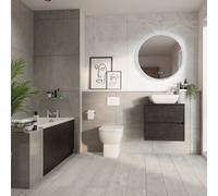 Alford Steel Straight Single Ended Bathroom Suite including Matt White Flush Plate Back to Wall Toilet and Vanity Unit | Metallic Slate | 1400mm