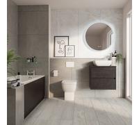 Alford Steel Straight Single Ended Bathroom Suite including Matt White Flush Plate Back to Wall Toilet and Vanity Unit | Metallic Slate | 1700mm
