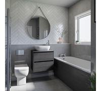 Alford Steel Straight Single Ended Bathroom Suite including Polished Chrome Flush Plate Back to Wall Toilet and Vanity Unit | Graphite Grey | ABS | 1600mm