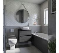 Alford Steel Straight Single Ended Bathroom Suite including Polished Chrome Flush Plate Back to Wall Toilet and Vanity Unit | Graphite Grey | ABS | 1400mm