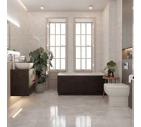 Alford Steel Straight Single Ended Bathroom Suite including Polished Chrome Flush Plate Back to Wall Toilet and Vanity Unit | Metallic Slate | 1400mm