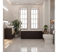 Alford Steel Straight Single Ended Bathroom Suite including Polished Chrome Flush Plate Back to Wall Toilet and Vanity Unit | Metallic Slate | 1600mm