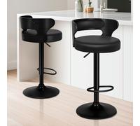 ALFORDSON 2x Bar Stool Kitchen Swivel Chair Wooden Leather Ramiro All Black