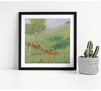 Alfred Basel - Rehbrunft (Roe deer) Stunning Framed Wall Art Picture Print Square - 45cm wide x 45cm high - Black Frame