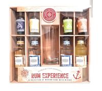Alfred Button Hamper Co. Rum Experience Gift Set - 4 x 5cl Hawksbill Rums Spiced, Banana Skin, Mango Peel, Pineapple Core with London Essence Mixers & Glass - Premium Gift for Rum Lovers & Christmas