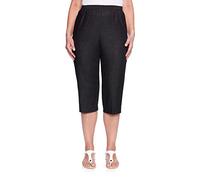 Alfred Dunner Women's All Around Denim Petite Capris Pants-Elastic Waist Jeans, Black, 18