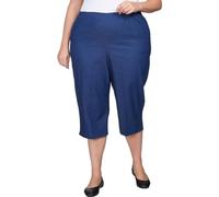Alfred Dunner Women's All Around Denim Plus Capris Pants-Elastic Waist Jeans Casual, 20