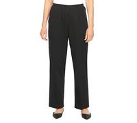 Alfred Dunner Women's All Around Elastic Waist Cotton Medium Twill Pant, Black, 10