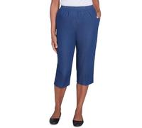Alfred Dunner Women's All Around Elastic Waist Denim Missy Capris Pants Jeans, 18