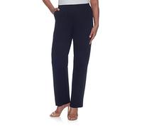 Alfred Dunner Women's Plus-sizewomen's Soft Twill Mid-Rise Fit Straight Leg Regular Length Casual Pant, Navy, 22