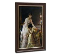 Alfred Emile Stevens，After The Ball Old Master Style Brown Frame Wall Art Study Room Decor8 L X 12" W