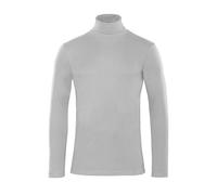Alfred& Hayle Men's Cotton Turtleneck Jumper, Long Sleeve, Plain Roll Neck Pullover Top (UK, Alpha, XXL, Regular, Regular, Light Grey)