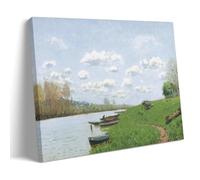 Alfred Sisley-Bateaux Sur La Loing Avec Ciel Printanier Classic Masterpiece Poster Home Decor Wall Art Hanging Picture Print Bedroom Decorative Paintings Room Aesthetic 24x36inch(60x90cm)