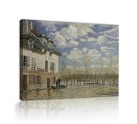 Alfred Sisley Famous Paintings Replica Artwork Flood At Port Marly Canvas Gallery Prints Poster Wall Art for Dining Room Home Decor 85x120cm Innerframe