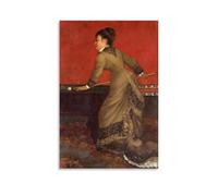 Alfred Stevens 1906 Realism Poster - Elegant at Billiards Victorian Woman Playing Billiards Wall Art Picture Print Wall Art Painting Canvas Artworks Gift Idea Room Aesthetic Unframe 16x24inch(40x60cm)
