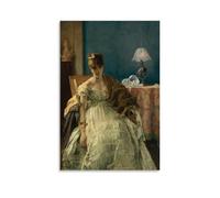Alfred Stevens' Lovelorn - 19th Century Realism Print Featuring Victorian Lady in Ornate Interior Wall Art Picture Print Wall Art Painting Canvas Artworks Gift Idea Room Aesthetic Unframe 20x30inch(50