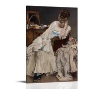 Alfred Stevens Memories And Regrets C. 1874 Victorian Lady Reading Print Wall Art Canvas Wall Art Picture Prints Hanging Photo Gift Idea Decor Homes Artworks Frame 16x24inch(40x60cm)