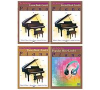 Alfred's Basic Piano Library Level 6 Set (4 Books) - Lesson 6, Recital 6, Theory 6, Popular Hits 6