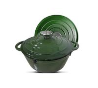 Alfresco Chef 6 QT Cast Iron Dutch Oven with Lid - Large Enameled Casserole Dish for Bread Baking, Braising, and Roasting - Durable Green Enamel Dutch Oven Pot for All Cooktops, Oven Safe