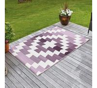 Alfresco Mat - Water Resistant Indoor Outdoor Geometric Pattern Rug For Patio, Decking, Balcony, Kitchen - 180 X 120Cm, Red