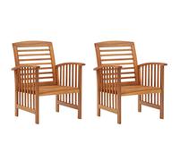 alfresco outdoor brown acacia wood armchairs in pair