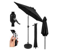 Alfresia 2.7m Garden Parasol with Base & Waterproof Cover, Crank Handle & Tilt Function, Water-Resistant Patio Umbrella with Steel Pole & 6 Ribs, Outdoor Sun Shade for Garden & Patio