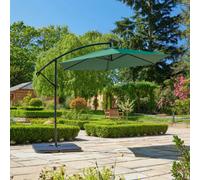 Alfresia Green 3 Metre Garden Cantilever Parasol With Crank Handle & Tilt