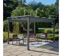 Alfresia Grey 3 X 4M Aluminium Garden Pergola With Retractable Roof