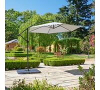 Alfresia Grey 3M Garden Cantilever Parasol, Garden Umbrella With Crank Handle & Tilt