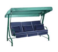 Alfresia Roma 3-Seater Garden Swing Seat - Outdoor Patio Swing Chair, Adjustable Waterproof Canopy, Luxury Cushions, Green Canopy and Frame, Navy Blue