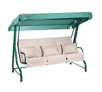Alfresia Roma 3-Seater Garden Swing Seat - Outdoor Patio Swing Chair, Adjustable Waterproof Canopy, Luxury Cushions, Green Canopy and Frame, Taupe