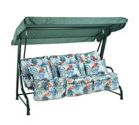 Alfresia Roma 3-Seater Swing Seat Green Frame With Classic Blue Tropical Cushion