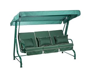 Alfresia Roma 3 Seater Garden Swing Seat with Adjustable Water-Resistant Canopy and Luxury Cushions, Heavy Duty Outdoor Patio Swing Seat Supporting up to 250 kg for Garden, Lawn or Decking