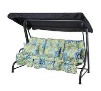Alfresia Roma 3-Seater Swing Seat Charcoal Frame With Classic Blue Green Multi Cushion