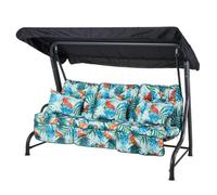 Alfresia Roma 3-Seater Swing Seat Charcoal Frame With Classic Blue Tropical Cushion