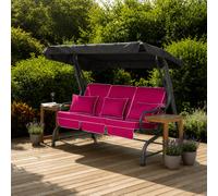 Alfresia Roma 3 Seater Garden Swing Seat with Adjustable Water-Resistant Canopy and Luxury Cushions, Heavy Duty Outdoor Patio Swing Seat Supporting up to 250 kg for Garden, Lawn or Decking WineRed