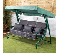 Alfresia Roma 3-Seater Swing Seat Green Frame With Luxury Charcoal Cushion