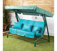 Alfresia Roma 3-Seater Swing Seat Green Frame With Luxury Teal Cushion