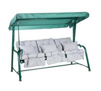 Alfresia Turin 3 Seater Reclining Garden Swing Seat with Adjustable Canopy and Classic Cushions, Heavy Duty Outdoor Patio Swing Seat Supporting up to 250 kg