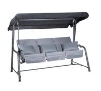 Alfresia Turin 3-Seater Reclining Swing Seat - Multipurpose Garden Sofa into Sunbed, Steel Charcoal Frame, Polyester Canopy, Weather Resistant, Outdoor Luxury Cushions Included in Choice of Colours