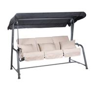 Alfresia Turin 3-Seater Reclining Swing Seat - Multipurpose Garden Sofa into Sunbed, Steel Charcoal Frame, Polyester Canopy, Weather Resistant, Outdoor Luxury Cushions Included in Choice of Colours
